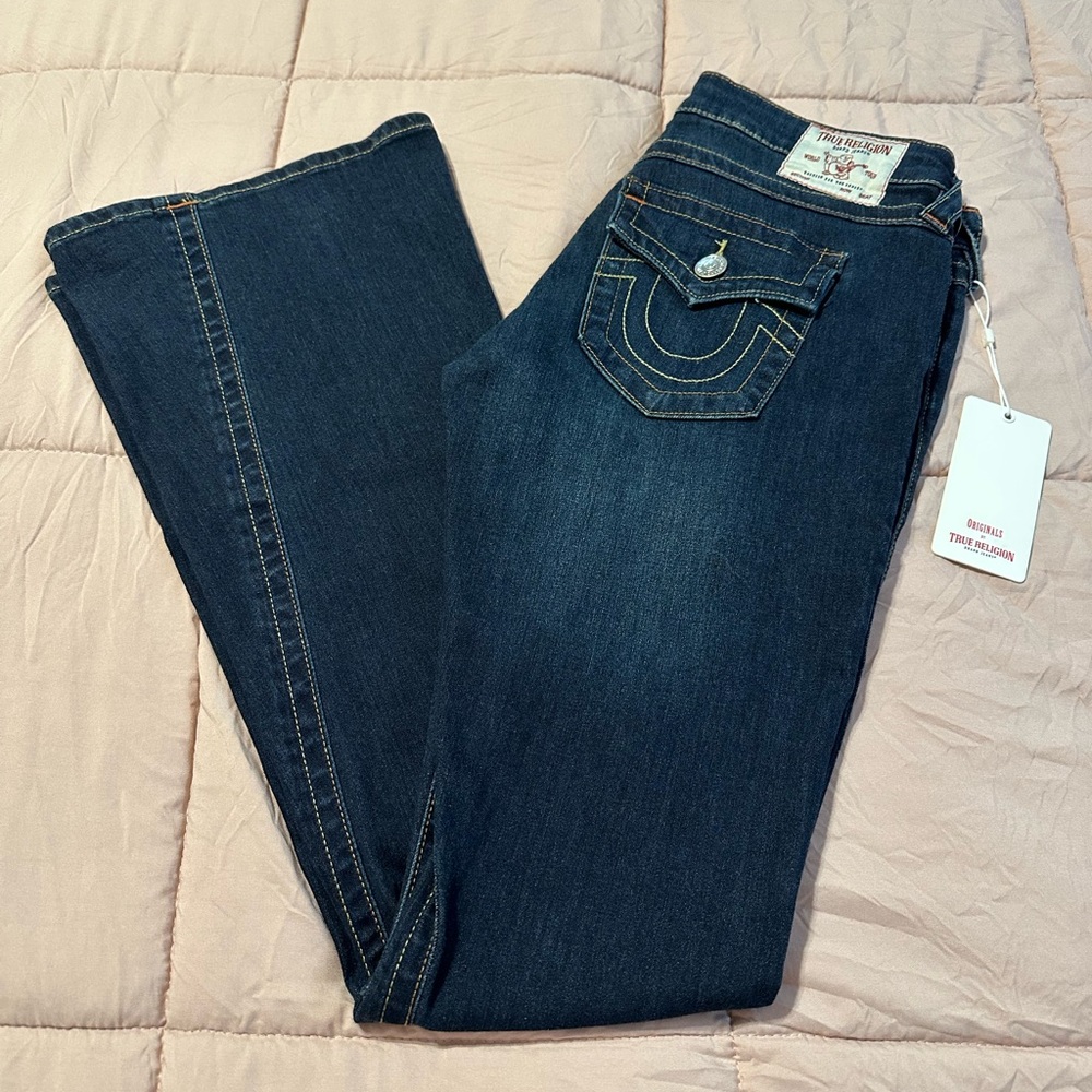 True Religion Dark Blue flare Cut Jeans